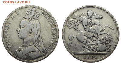 Великобритания. 1 крона 1891 г. Виктория. До 30.10.19. - Р102.JPG