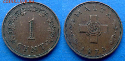 Мальта - 1 цент 1972 года (Диаметр 25.9 мм) до 4.11 - Мальта 1 цент, 1972