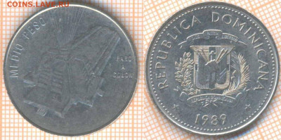 2 песо 1989 г., до 5.11.2019 г. 22.00 по Москве - Доминикана полпесо 1989  8310