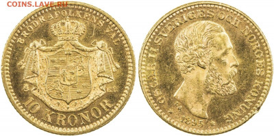 Жетон имитация 10 KRONOR, L.C.LAUER NURNBERG, 1888 - Швеция 1895-EB 10 крон — копия