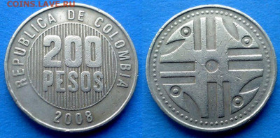 Колумбия - 200 песо 2008 года до 6.11 - Колумбия 200 песо, 2008