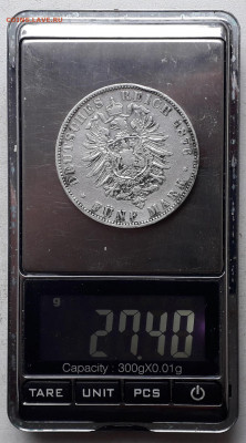 Саксония 5 марок 1876 до 05-11-2019 до 22-00 по Москве - 5 марок 76 вес
