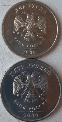 5 рублей 2009 м магн и 2 рубля 2009 м не магн - 20191103_125726
