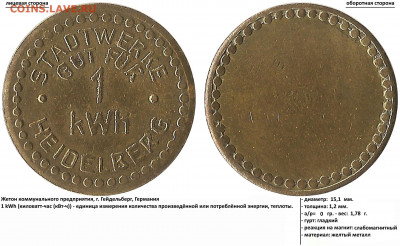 STADTWERKE HEIDELBERG - STADTWERKE HEIDELBERG (Жетон привезён от продавца из г. Надворное, Ивано-Франковская обл., Украиана, 2018 г.) (10.02.2018, 2)