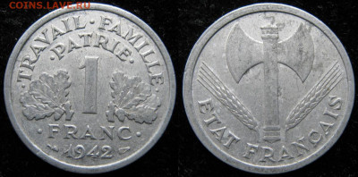 39.Монеты Франции 1931-1958г. - 39.6. -Франция 1 франк 1942    3000