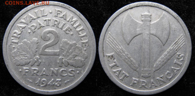 39.Монеты Франции 1931-1958г. - 39.11. -Франция 2 франка 1943    1105