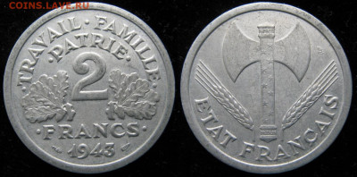39.Монеты Франции 1931-1958г. - 39.12. -Франция 2 франка 1943    2934