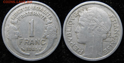 39.Монеты Франции 1931-1958г. - 39.16. -Франция 1 франк 1948    1176