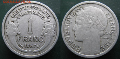 39.Монеты Франции 1931-1958г. - 39.17. -Франция 1 франк 1957 В   459