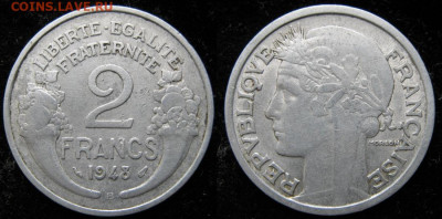 39.Монеты Франции 1931-1958г. - 39.22. -Франция 2 франка 1948 В    1177