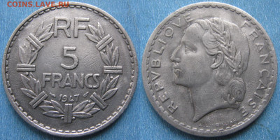 39.Монеты Франции 1931-1958г. - 39.32. -Франция 5 франков 1947    180-ас54-4014