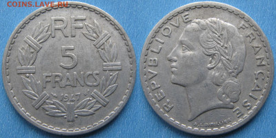 39.Монеты Франции 1931-1958г. - 39.34. -Франция 5 франков 1947 В    175-АС33-2774