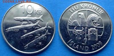 Исландия - 10 крон 2008 года (Фауна) в блеске до 10.11 - Исландия 10 крон, 2008