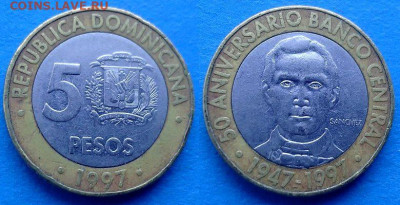 50 лет Банку) до 11.11 - Доминикана 5 песо, 1997