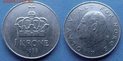 Норвегия - 1 крона 1988 года до 12.11 - Норвегия 1 крона, 1988