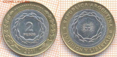 Аргентина 2 песо 2011 г., до 12.11.2019 г. 22.00 по Москве - Аргентина 2 песо 2011  8260