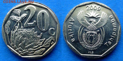ЮАР - 20 центов 2009 года в блеске до 13.11 - ЮАР 20 центов, 2009