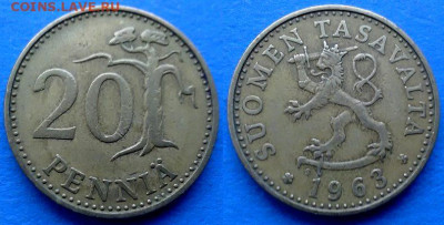 Финляндия - 20 пенни 1963 года до 13.11 - Финляндия 20 пенни, 1963