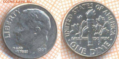 США 10 центов 1997 г., до 13.11.2019 г. 22.00 по Москве - США 10 центов 1997  7134