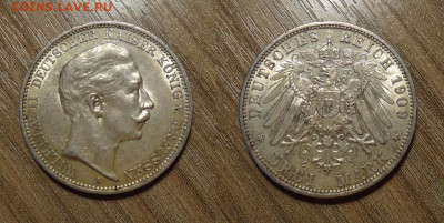Пруссия 3 марки 5 штук 1909,1912, в блеске - 1400