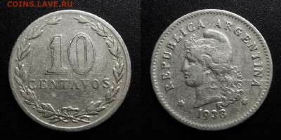 МОНЕТЫ МИРА 10-19 - Аргентина – 10 сентаво (1938) №2