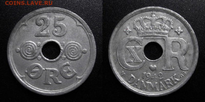 МОНЕТЫ МИРА 10-19 - Дания – 25 эре (1942)