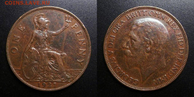 МОНЕТЫ МИРА 10-19 - Великобритания – 1 пенни (1927) «Георг V»