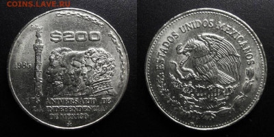 МОНЕТЫ МИРА 10-19 - Мексика – 200 песо (1985) «175-летие Независимости»