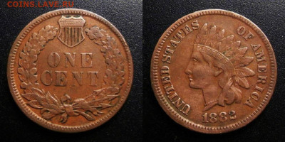 МОНЕТЫ МИРА 10-19 - США – 1 цент (1882) «Индеец»