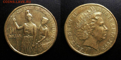 МОНЕТЫ МИРА 10-19 - Австралия – 1 доллар (2003) «Женское избирательное право»