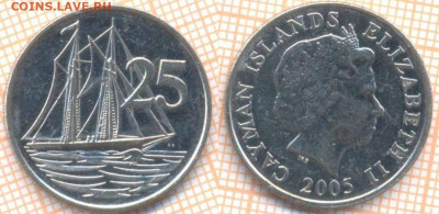 Каймановы острова 25 центов 2005 г., до 15.11.2019 г. 22.00 - Кайманы 25 центов 2005  8450