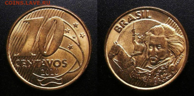 МОНЕТЫ МИРА 10-19 - Бразилия – 10 сентаво (2010)