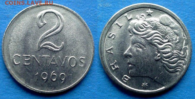 Бразилия - 2 сентаво 1969 года в блеске до 14.11 - Бразилия 2 сентаво, 1969