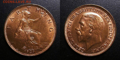 МОНЕТЫ МИРА 10-19 - Великобритания – 1 фартинг (1929) «Георг V» №1