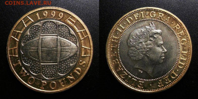 МОНЕТЫ МИРА 10-19 - Великобритания – 2 фунта (1999) «Чемпионат Мира по регби» (бм)