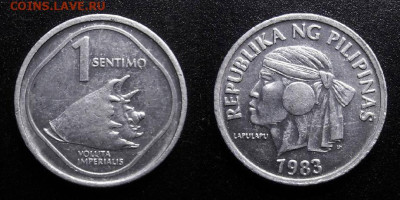 МОНЕТЫ МИРА 10-19 - Филиппины - 1 сентимо (1983) «Лапу-Лапу – убийца Магеллана; морская раковина»