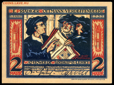 Нотгельд - Münster  2 марки 1921 г. до 14.11 в 22.00 мск - 1а