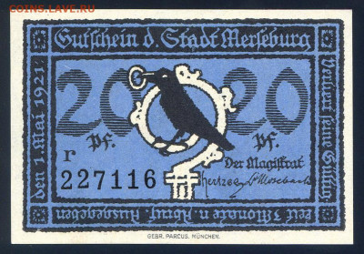 Нотгельд - Merseburg 20 пфенигов 1921 г. до 14.11 в 22.00 - im11-зх-зхg671