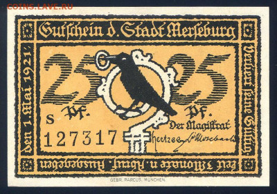 Нотгельд - Merseburg 25 пфенигов 1921 г. до 14.11 в 22.00 - img6111-зщз-зщ71