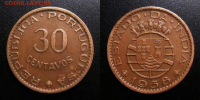 МОНЕТЫ МИРА 10-19 - Португ. Индия – 30 сентаво (1958)