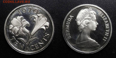 МОНЕТЫ МИРА 10-19 - Бермуды – 10 центов (1970) «Бермудская лилия» proof