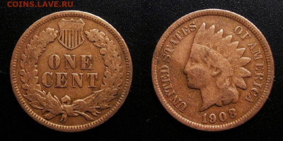 МОНЕТЫ МИРА 10-19 - США – 1 цент (1908) «Индеец»