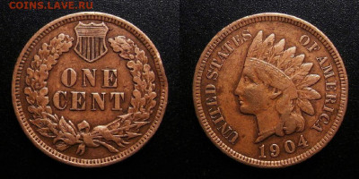 МОНЕТЫ МИРА 10-19 - США – 1 цент (1904) «Индеец» №1