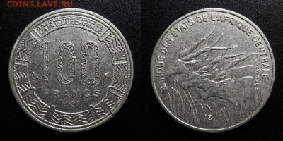 МОНЕТЫ МИРА 10-19 - Центральная Африка – 100 франков (1998) №1