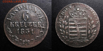 МОНЕТЫ МИРА 10-19 - Германия (Саксен-Мейнинген) – 6 крейцеров (1831) (Ag)