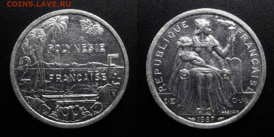 МОНЕТЫ МИРА 10-19 - Франц. Полинезия - 2 франка (1987) «Вид гавани»