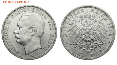 Баден. 3 марки 1909 г. Фридрих II. До 13.11.19. - DSH_4896.JPG