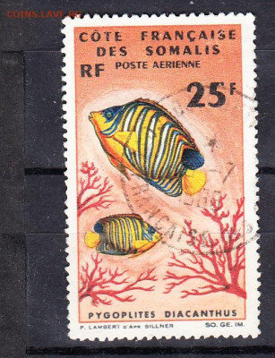 Колонии Фр Сомали 1966 1м рыбки 25фр до 15 11 - 579