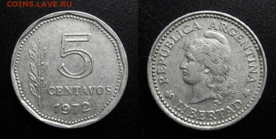 МОНЕТЫ МИРА 10-19 - Аргентина – 5 сентаво (1972) №1