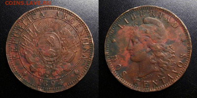 МОНЕТЫ МИРА 10-19 - Аргентина – 2 сентаво (1894) №1